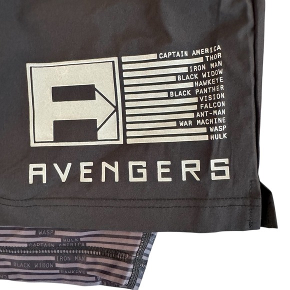 Marvel Avengers 2XL Black 2-in-1 Athletic Training Shorts Zip Pocket Graphic - Picture 6 of 10
